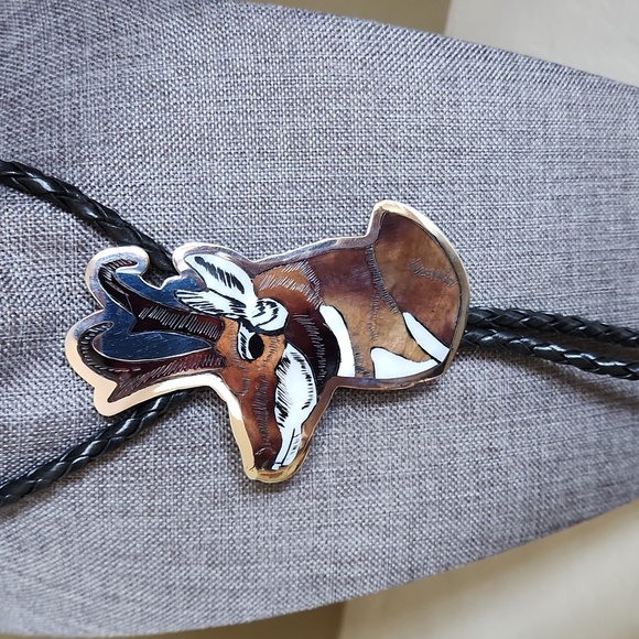 Amazing NWOT Native American Zuni Inlaid Antelope Bolo by Dale Edaakie ♥️🦌🎁 - Picture 3 of 13